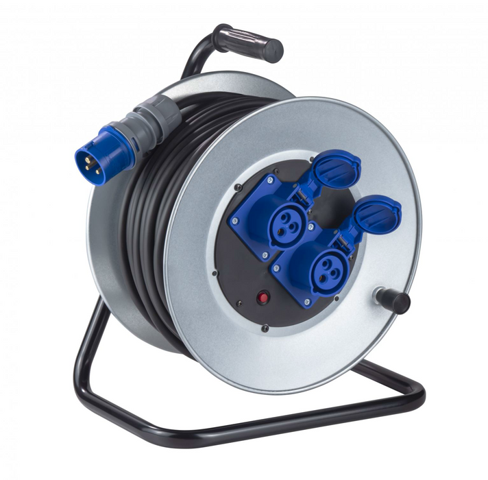 3520 ZECA AVVOLGICAVO CON RIENTRO MANUALE 25M 2100W CON 2 PRESE CEE 16A