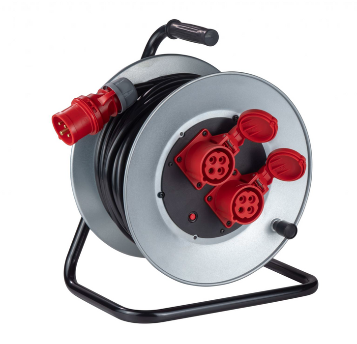 3523 ZECA AVVOLGICAVO CON RIENTRO MANUALE 25M 2200W CON 2 PRESE CEE 16A 3P+T