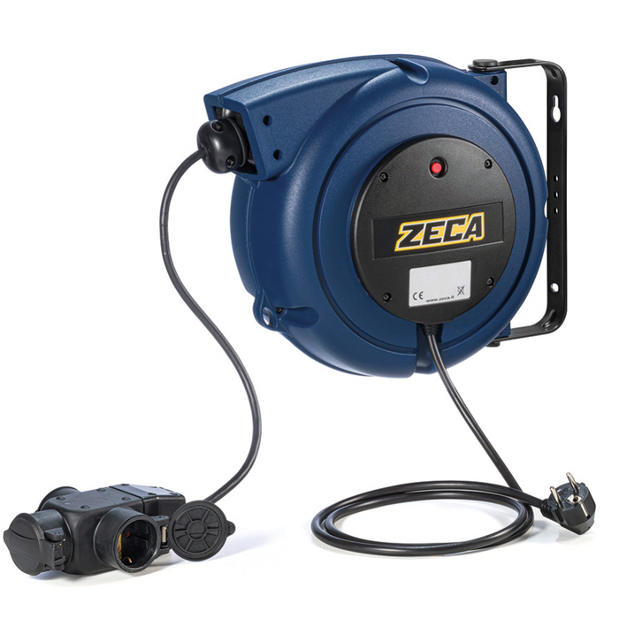 4325/15/A GS3 ZECA PROLUNGA CON RIENTRO AUTOMATICO 15M CON TRIPLA PRESA E SPINA SCHUKO