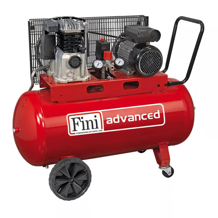 FINI MK113-100-4 Compressore professionale a cinghia monostadio, adatto per artigiani e piccole industrie.